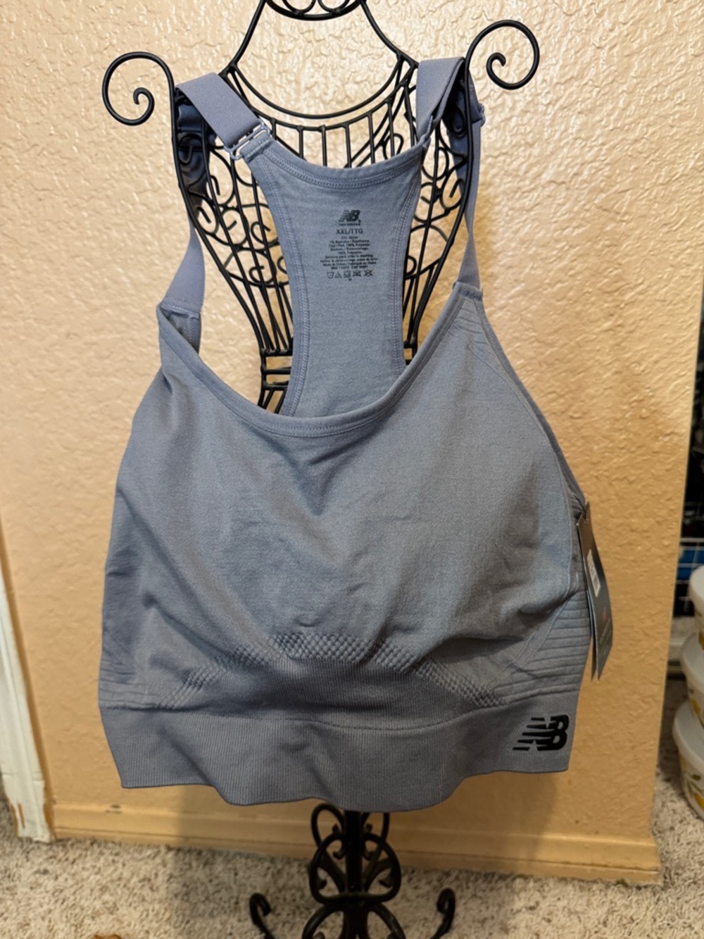 New Balance Steel Gray Seamless Racerback Sports Bra
